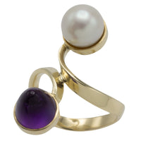 Amethyst and pearl Toi et Moi ring-Vintage Rings-The Antique Ring Shop