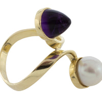Amethyst and pearl Toi et Moi ring-Vintage Rings-The Antique Ring Shop