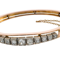 Gold and silver bracelet with Old European cut diamonds-Bracelets-The Antique Ring Shop