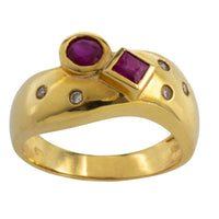 Ruby and diamond ring in 18 carat gold-Vintage Rings-The Antique Ring Shop
