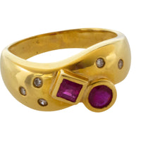Ruby and diamond ring in 18 carat gold-Vintage Rings-The Antique Ring Shop