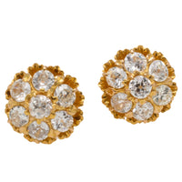 Old cut diamond cluster ear studs-Earrings-The Antique Ring Shop
