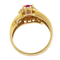 Ruby ring with baguette and brilliant cut diamonds-engagement rings-The Antique Ring Shop