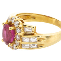 Ruby ring with baguette and brilliant cut diamonds-engagement rings-The Antique Ring Shop