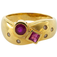 Ruby and diamond ring in 18 carat gold-Vintage Rings-The Antique Ring Shop
