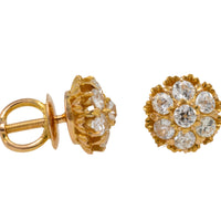 Old cut diamond cluster ear studs-Earrings-The Antique Ring Shop