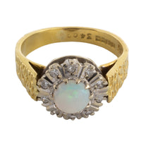Opal and diamond ring in 18 carat gold-vintage rings-The Antique Ring Shop