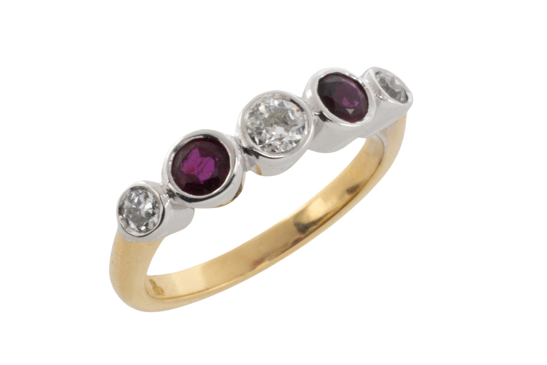 Ruby and diamond ring in 18 carat gold-engagement rings-The Antique Ring Shop