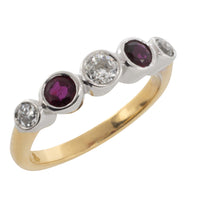 Ruby and diamond ring in 18 carat gold-engagement rings-The Antique Ring Shop
