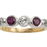 Ruby and diamond ring in 18 carat gold-engagement rings-The Antique Ring Shop