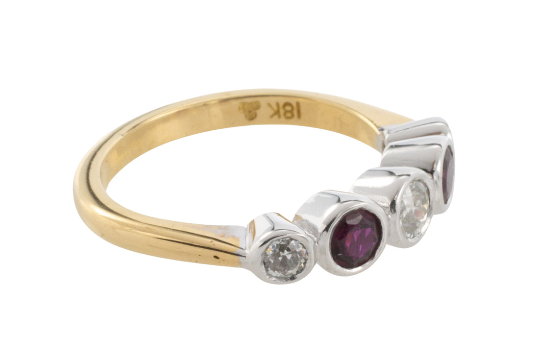 Ruby and diamond ring in 18 carat gold-engagement rings-The Antique Ring Shop