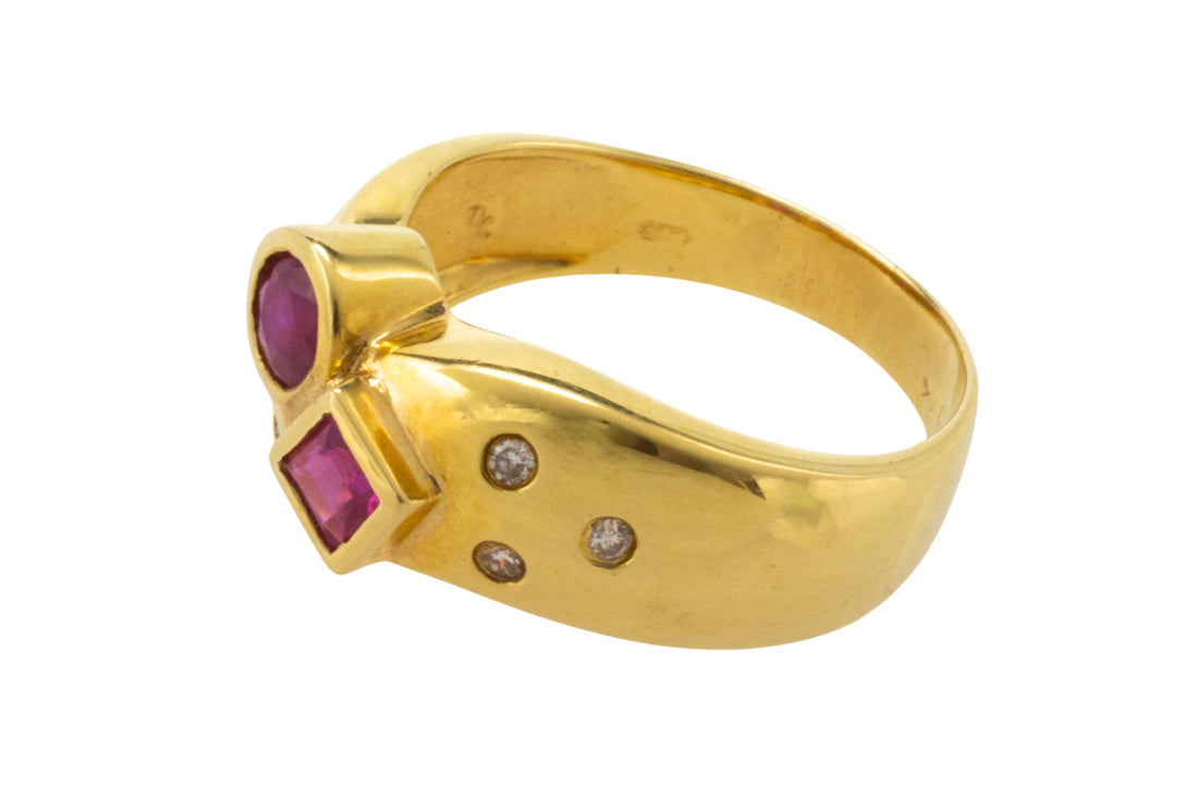 Ruby and diamond ring in 18 carat gold-Vintage Rings-The Antique Ring Shop