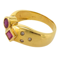 Ruby and diamond ring in 18 carat gold-Vintage Rings-The Antique Ring Shop