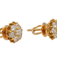 Old cut diamond cluster ear studs-Earrings-The Antique Ring Shop