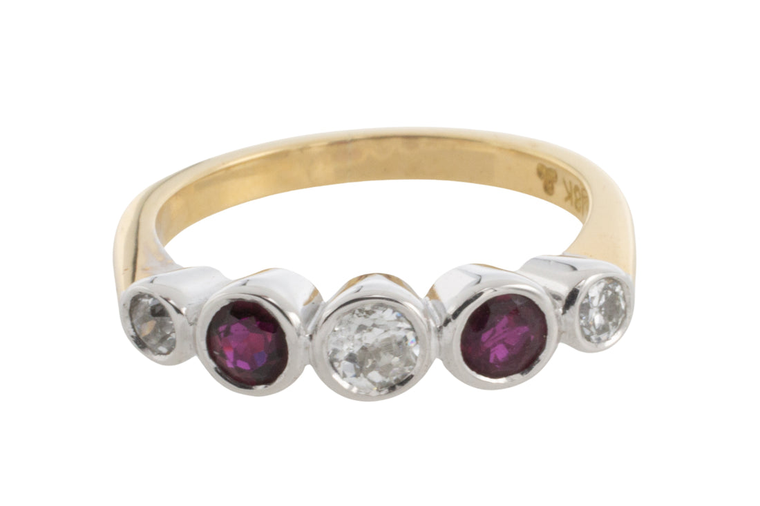Ruby and diamond ring in 18 carat gold-engagement rings-The Antique Ring Shop
