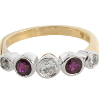 Ruby and diamond ring in 18 carat gold-engagement rings-The Antique Ring Shop