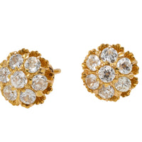 Old cut diamond cluster ear studs-Earrings-The Antique Ring Shop