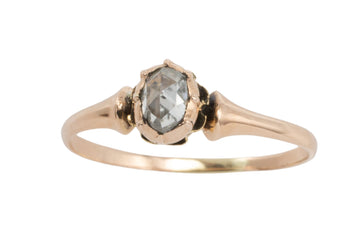 Rose diamond solitaire ring in 14 carat gold-Antique rings-The Antique Ring Shop