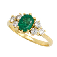 Emerald and diamond ring in 18 carat gold-engagement rings-The Antique Ring Shop