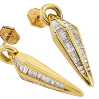 Baguette diamond earrings-Earrings-The Antique Ring Shop
