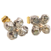 Rose diamond ear studs in silver and gold-Earrings-The Antique Ring Shop