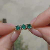 Emerald and diamond ring in 18 carat gold