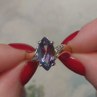 Iolite and diamond ring in 14 carat gold