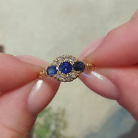 Saffieren en diamanten ring uit 1916