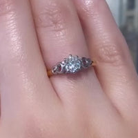 Diamond solitaire ring in platinum and gold