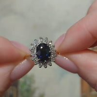 Vintage sapphire and diamond cluster ring