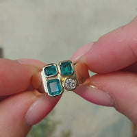 18 karaat gouden ring met smaragd en diamant