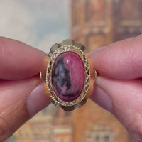 14 karaat gougen ring met rhodochrosiet