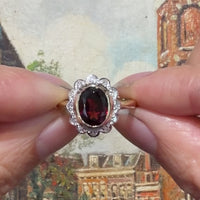 Garnets and diamond ring in 14 carat gold