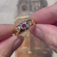 Edwardiaanse robijn en diamanten gypsy ring uit 1904