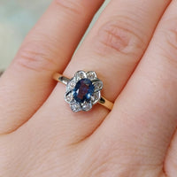 Vintage sapphire and diamond cluster ring-Vintage Rings-The Antique Ring Shop