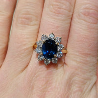 Vintage Sapphire and Diamond cluster-engagement rings-The Antique Ring Shop