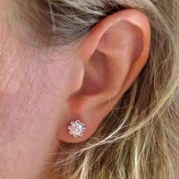Vintage diamond studs in white gold-Earrings-The Antique Ring Shop