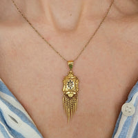 Victorian tassel pendant with enamel and pearl-Pendants-The Antique Ring Shop