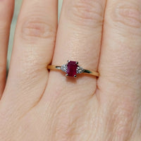 Ruby and diamond ring in 18 carat gold