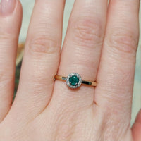 Vintage emerald and diamond cluster ring-engagement rings-The Antique Ring Shop