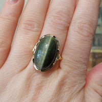 Tigers eye ring in 14 carat gold-The Antique Ring Shop