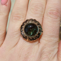 Vintage cabochon green tourmaline ring-Vintage Rings-The Antique Ring Shop