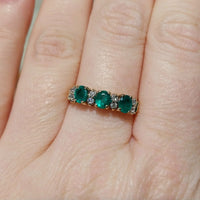 Emerald and diamond ring in 18 carat gold