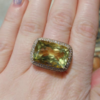 18 carat gold lemon quartz and diamond ring-Rings-The Antique Ring Shop