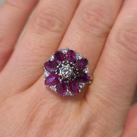 White gold ruby and diamond ring-Vintage Rings-The Antique Ring Shop