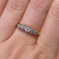 Vintage five stone old cut diamond ring-Vintage Rings-The Antique Ring Shop
