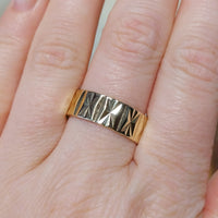 14 carat gold band with motif-wedding rings-The Antique Ring Shop