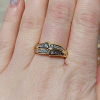 Baguette and brilliant cut diamond ring in 18 carat gold-engagement rings-The Antique Ring Shop
