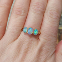 Three stone opal ring in 18 carat gold-Vintage Rings-The Antique Ring Shop