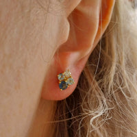 Aquamarine diamond and sapphire studs